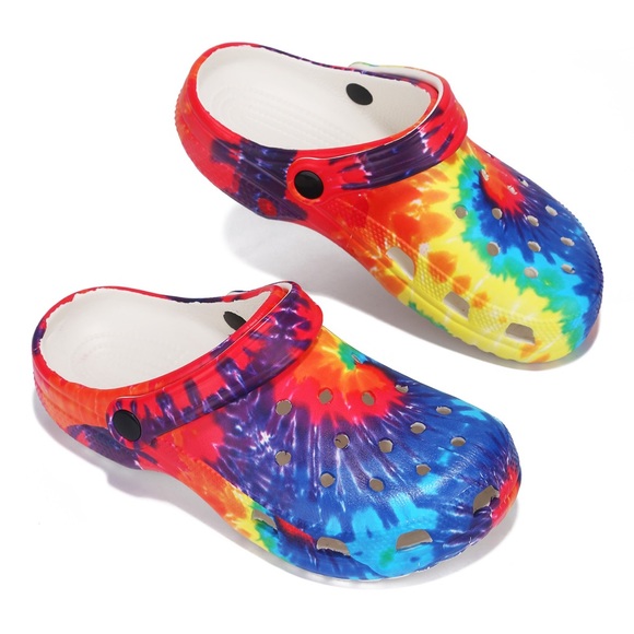 rainbow fur crocs